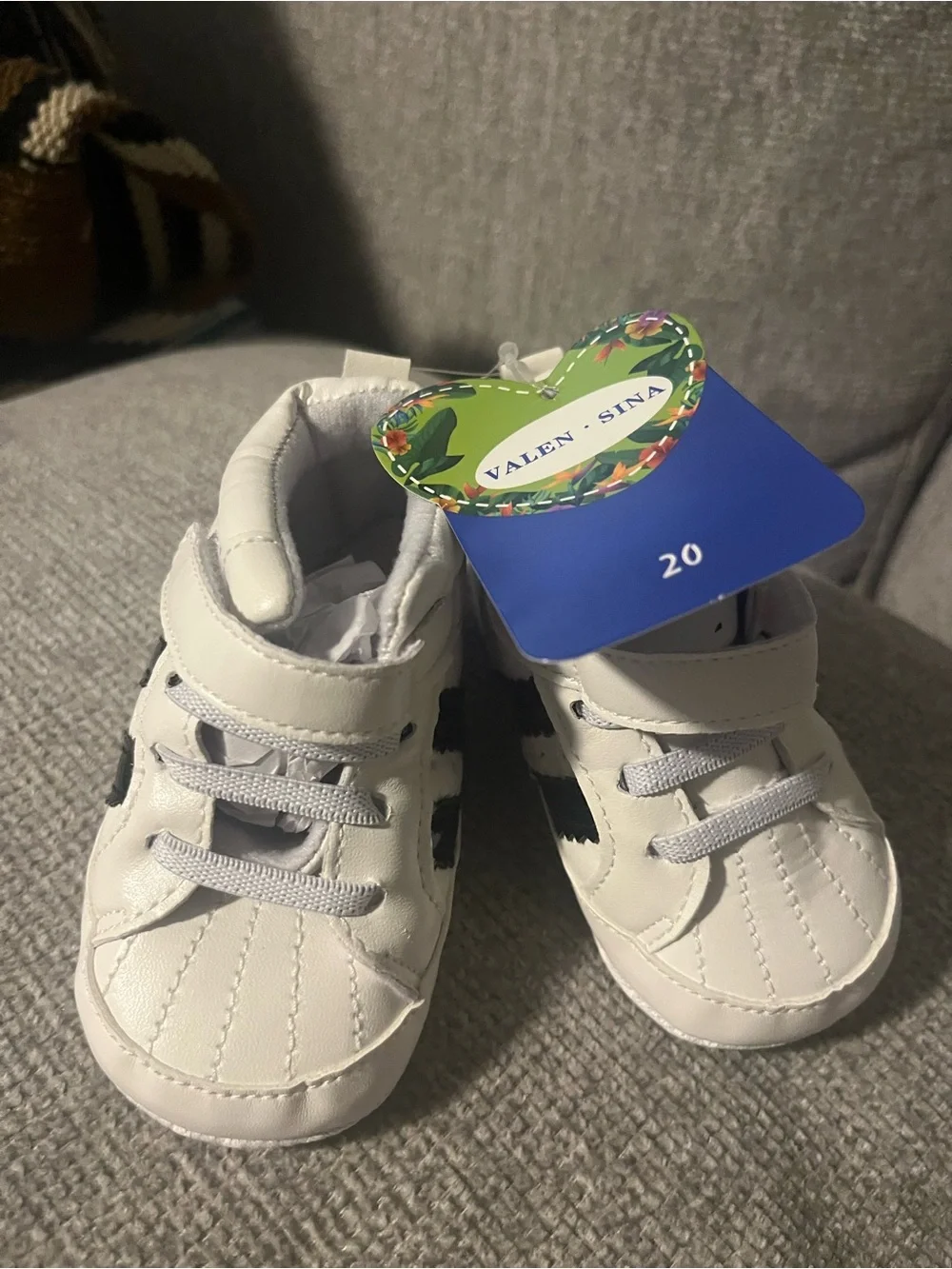 Toddler White High-Top Sneakers with Black Accent - Unbranded